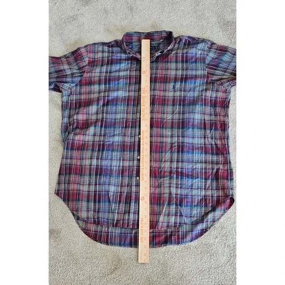 Ralph Lauren Mens XLT Tall Plaid Button Down Shirt Multicolor Cotton Pony Logo - Picture 7 of 9